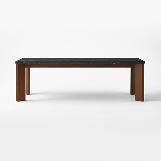 Sydney Rectangular Black Marble Dining Table with Walnut Legs 95.5''