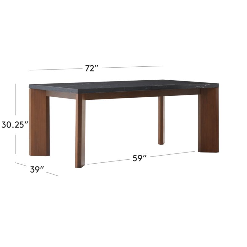 View Sydney Rectangular Black Marble Dining Table with Walnut Legs 72'' - image 3 of 9