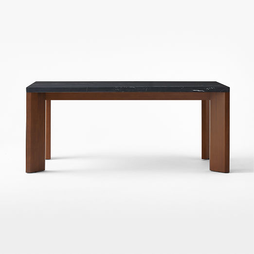 Sydney Rectangular Black Marble Dining Table with Walnut Legs 72''