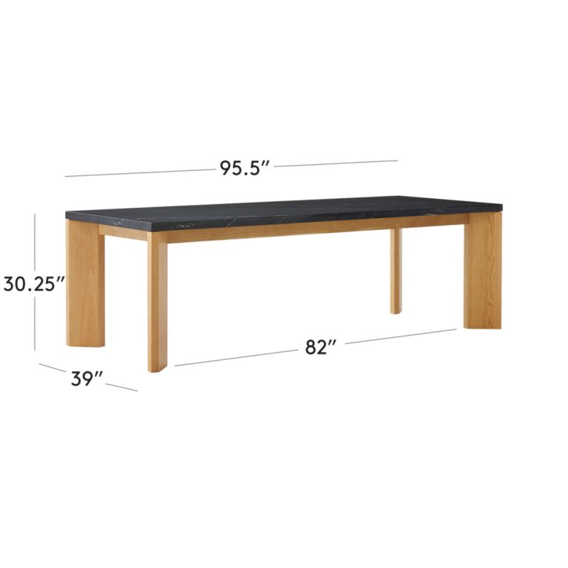 View Sydney Rectangular Black Marble Dining Table with White Oak Legs 95.5'' - image 3 of 9