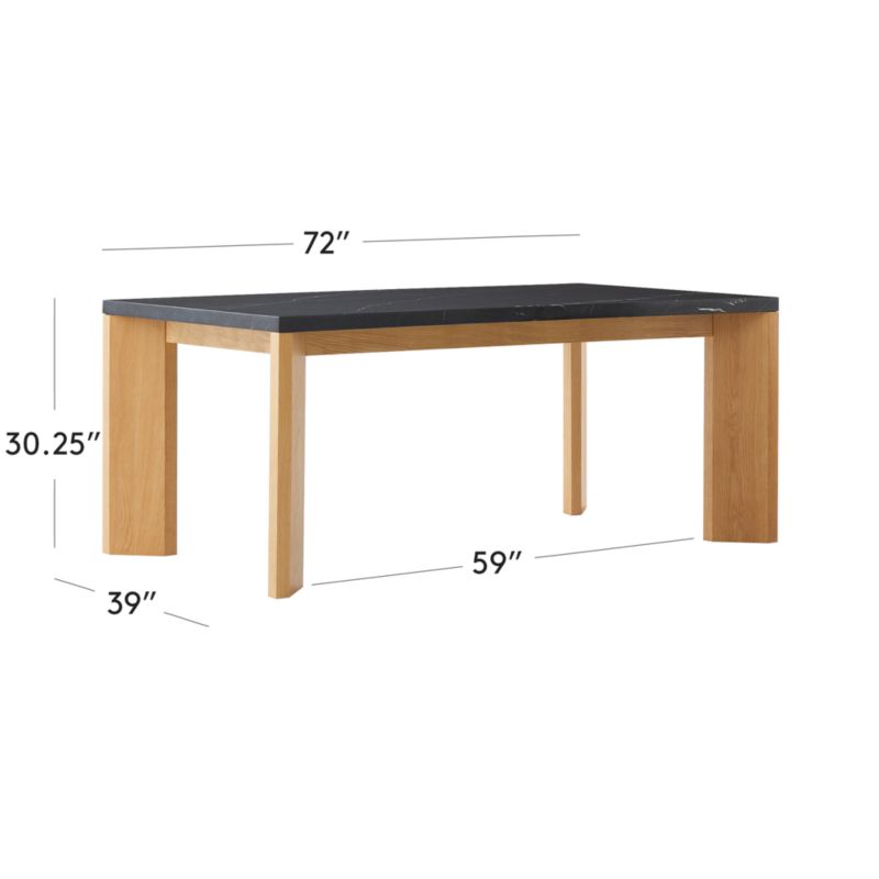 View Sydney Rectangular Black Marble Dining Table with White Oak Legs 72'' - image 3 of 9