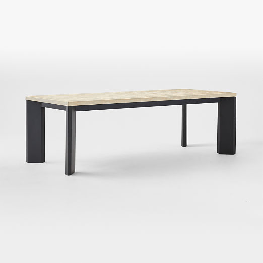 Sydney Rectangular Travertine Dining Table with Black Steel Legs 95.5''