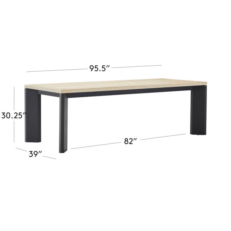 View Sydney Rectangular Travertine Dining Table with Black Steel Legs 95.5'' - image 3 of 9