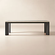 Sydney 95" Rectangular Travertine Dining Table with Walnut Legs