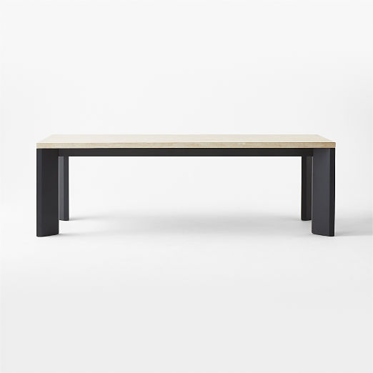 Sydney Rectangular Travertine Dining Table with Black Steel Legs 95.5''