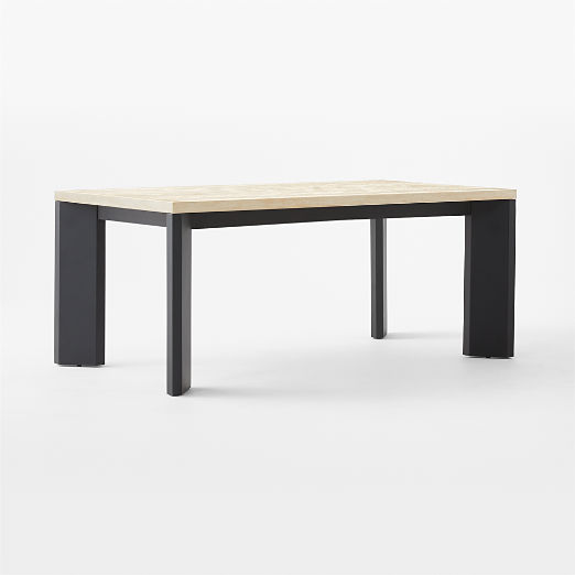 Sydney 72'" Rectangular Travertine Dining Table with Black Steel Legs