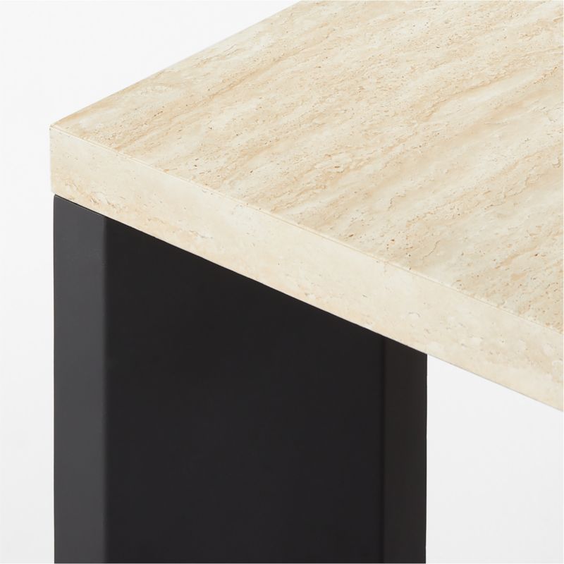 Sydney Rectangular Travertine Dining Table with Black Steel Legs 72'' - image 7 of 9