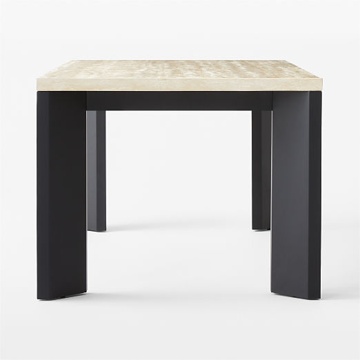 Sydney Rectangular Travertine Dining Table with Black Steel Legs 72''