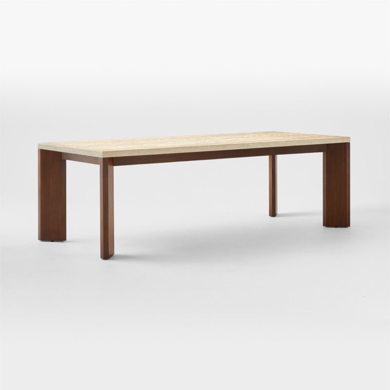 Sydney 95" Rectangular Travertine Dining Table with Walnut Legs - image 6 of 10