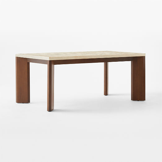 Sydney Rectangular Travetine Dining Table with Walnut Legs 72''