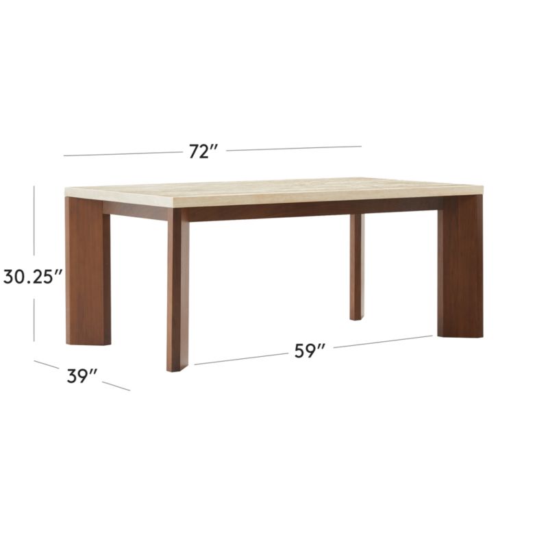 View Sydney Rectangular Travetine Dining Table with Walnut Legs 72'' - image 3 of 9