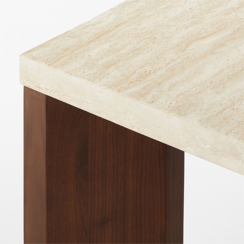 Sydney Rectangular Travetine Dining Table with Walnut Legs 72'' - image 7 of 9