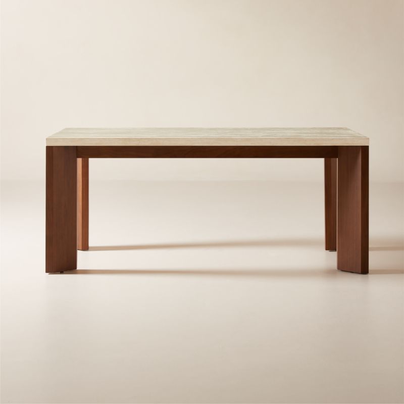 Sydney Rectangular Travetine Dining Table with Walnut Legs 72'' - image 0 of 9