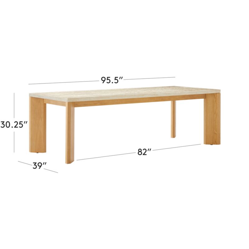 View Sydney Rectangular Travertine Dining Table with White Oak Legs 95.5'' - image 3 of 11