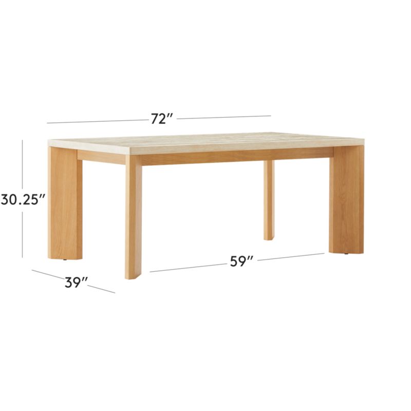 View Sydney Rectangular Travertine Dining Table with White Oak Legs 72'' - image 3 of 11