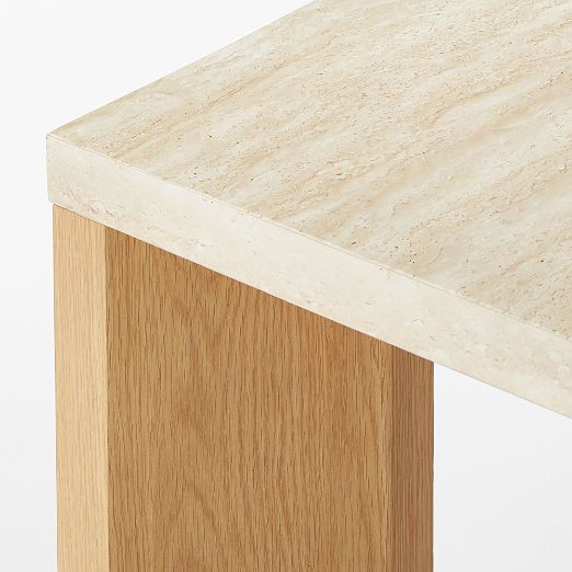 Sydney 72'' Rectangular Travertine Dining Table with White Oak Legs