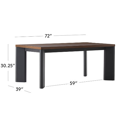 Sydney Rectangular Walnut Dining Table with Black Steel Legs 72''