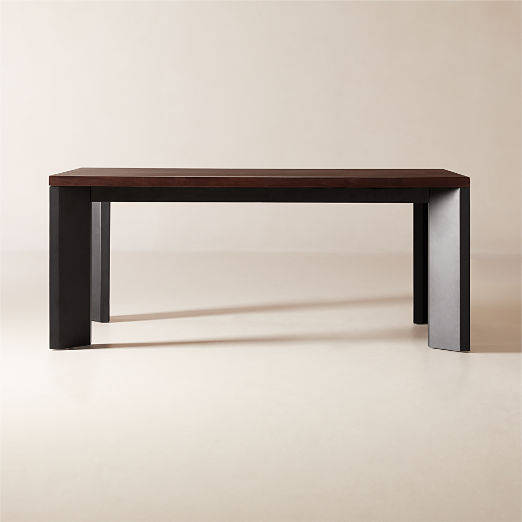 Sydney 72'' Rectangular Walnut Dining Table with Black Steel Legs