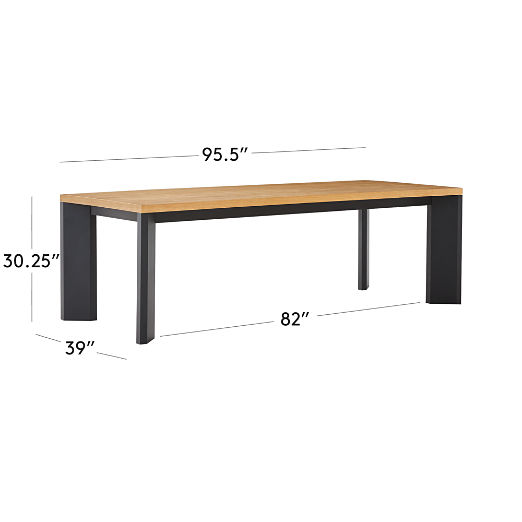 Sydney Rectangular White Oak Dining Table with Black Steel  Legs 95.5''