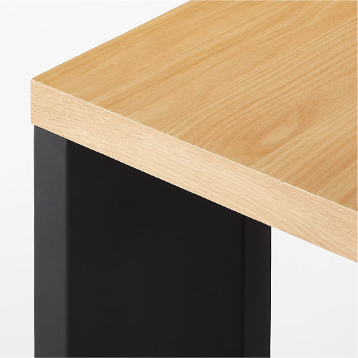 Sydney 72'' Rectangular White Oak Dining Table with Black Steel Legs