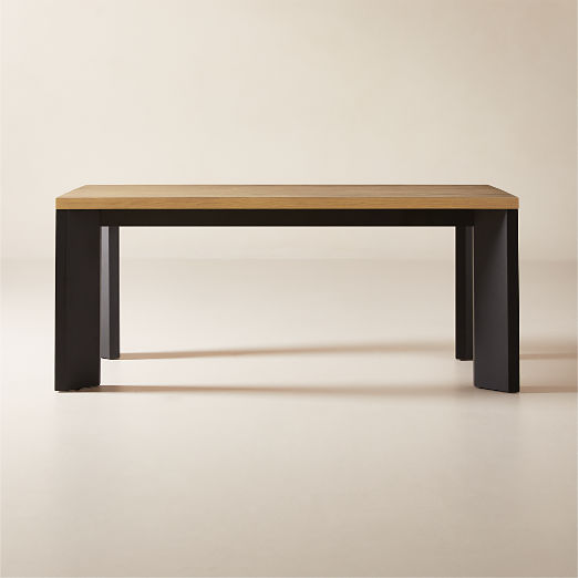 Sydney 72'' Rectangular White Oak Dining Table with Black Steel Legs