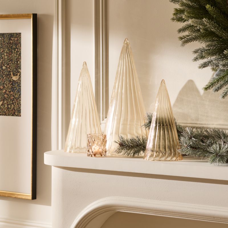Sylvia Amber Glass Christmas Tree Figure Set of 3 - image 1 of 6