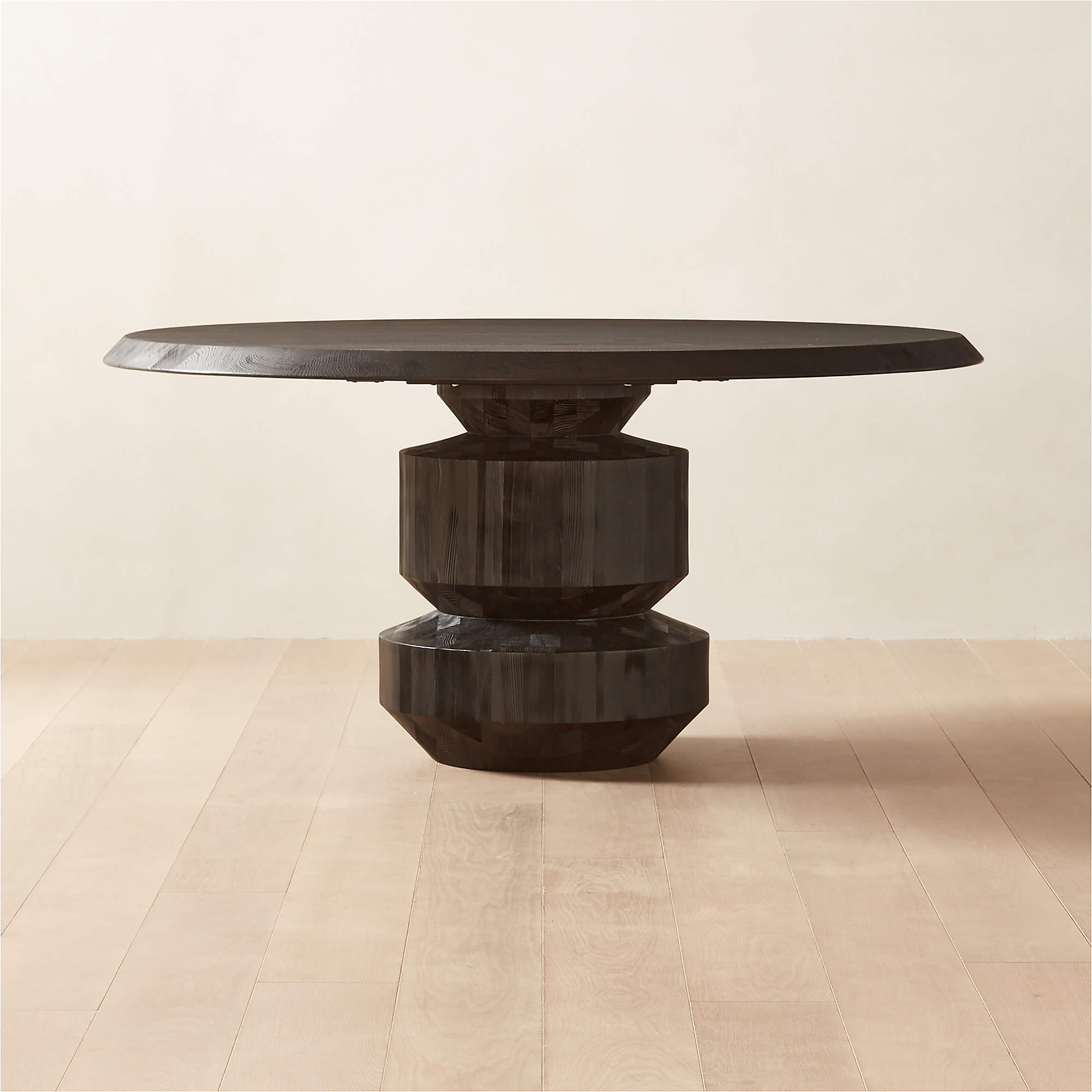 Sylvie Round Black Wood Dining Table + Reviews CB2