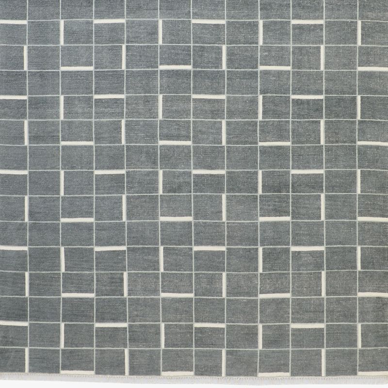 Symi Hand-Knotted Arctic Blue Geometric New Zealand Wool Rug Swatch 12"x12" - image 0 of 3