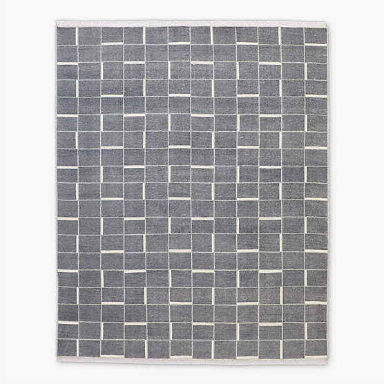 Symi Hand-Knotted Arctic Blue Geometric New Zealand Wool Area Rug 5'x8'