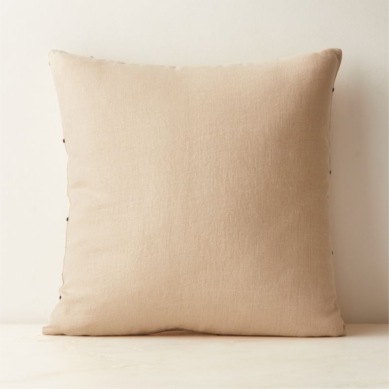 Symi Brown and Smoked Lavender Embroidered Linen Throw Pillow with Down-Alternative Insert 20" - image 1 of 5