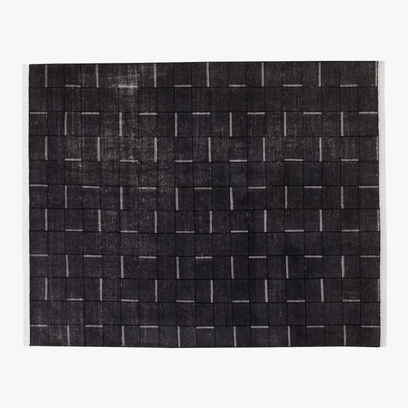 Symi Hand-Knotted Charcoal Grey Geometric New Zealand Wool Area Rug 8'x10' - image 0 of 5