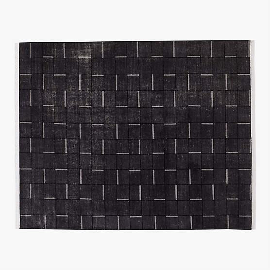 Symi Hand-Knotted Charcoal Grey Geometric New Zealand Wool Area Rug 8'x10'