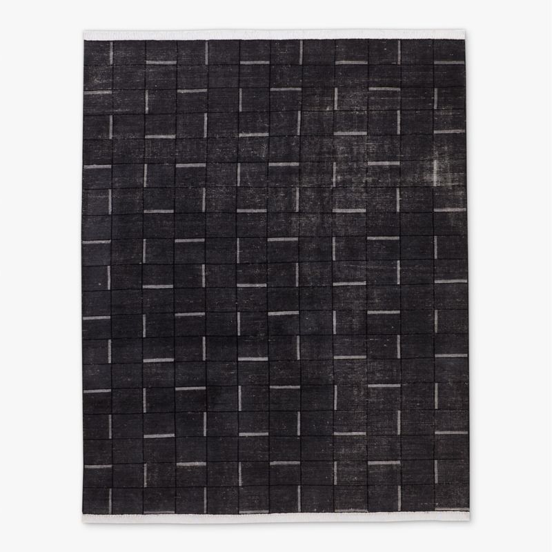 Symi Hand-Knotted Charcoal Grey Geometric New Zealand Wool Area Rug 5'x8' - image 0 of 4