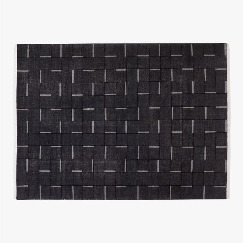 Symi Hand-Knotted Charcoal Grey Geometric New Zealand Wool Area Rug 9'x12' - image 0 of 5