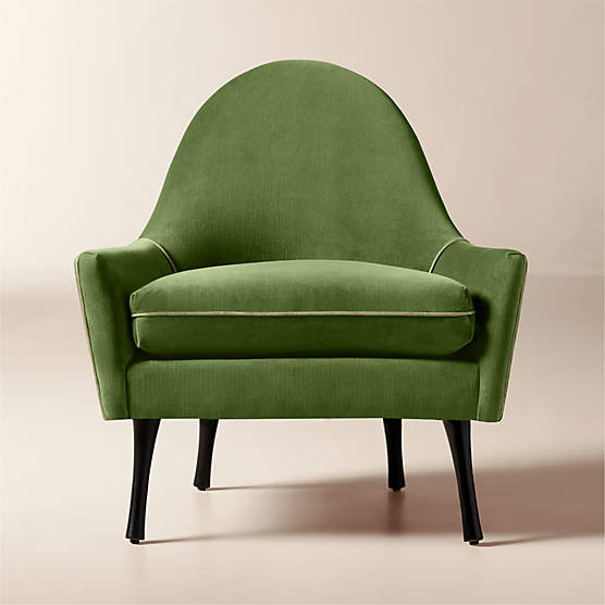 Symmetric Sage Green Velvet Lounge Chair by Paul McCobb