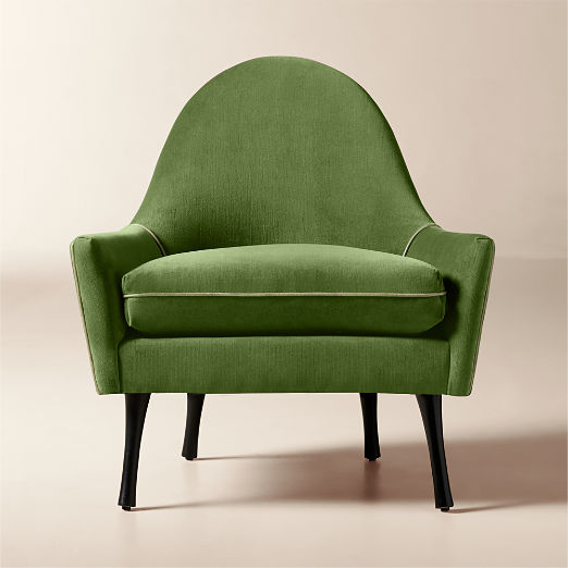 Symmetric Sage Green Velvet Lounge Chair by Paul McCobb