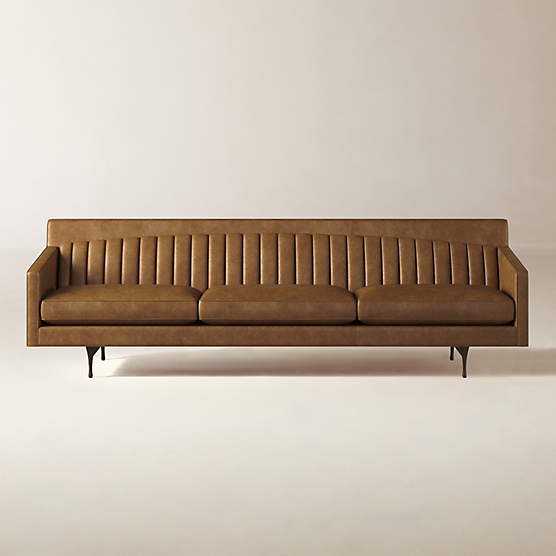 Symmetric 103" Leather Sofa Bello Saddle