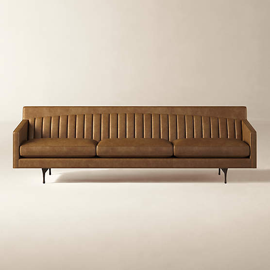 Symmetric 103" Leather Sofa Bello Saddle