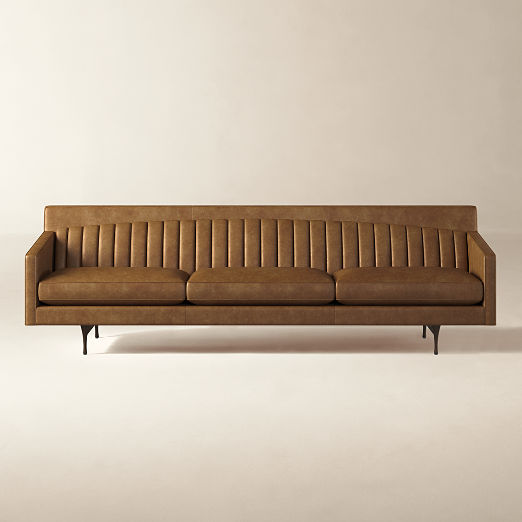 Symmetric 103" Leather Sofa Bello Saddle