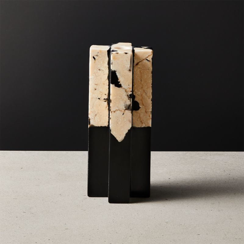 View Syrena Stone and Resin Taper Candle Holder Small details