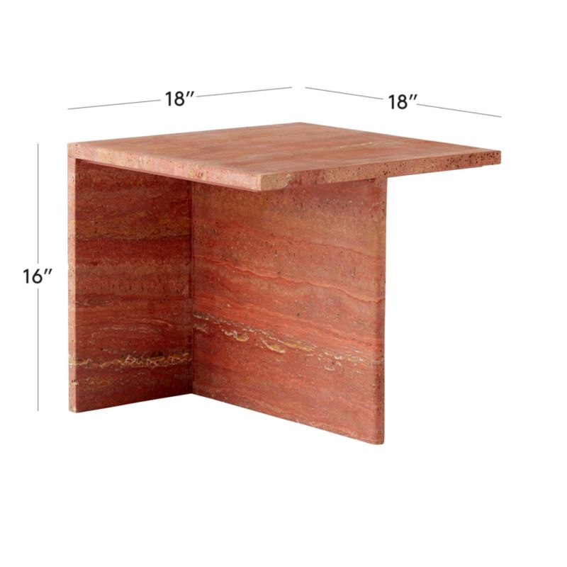 View T Red Travertine Side Table Short - image 3 of 11