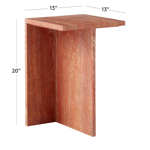 T Red Tall Travertine Side Table