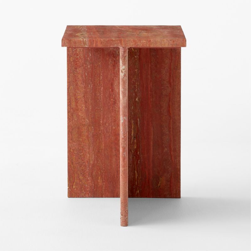 T Red Travertine Side Table Tall - image 4 of 12