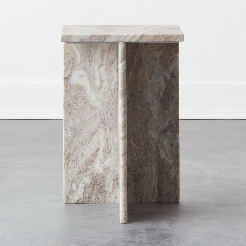View T Tall Marble Side Table details