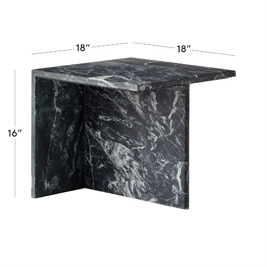 T Black Marble Short Side Table