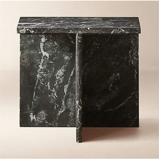 T Black Marble Short Side Table