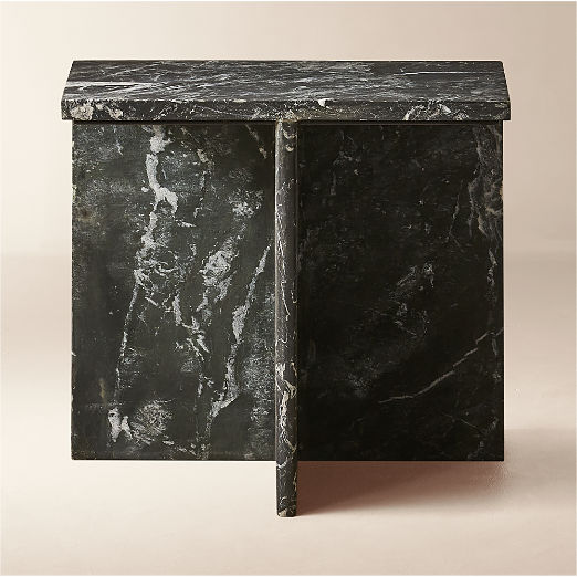 T Black Marble Short Side Table