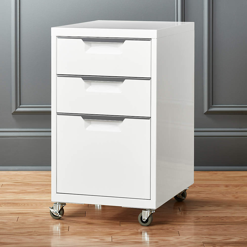 Tps 3 Drawer White File Cabinet, Contemporary White File Cabinets
