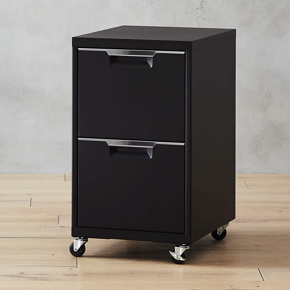 BLACK GLOSS PRISM ECO High Quality 2-Drawer Wooden Side-Filing Cabinet 