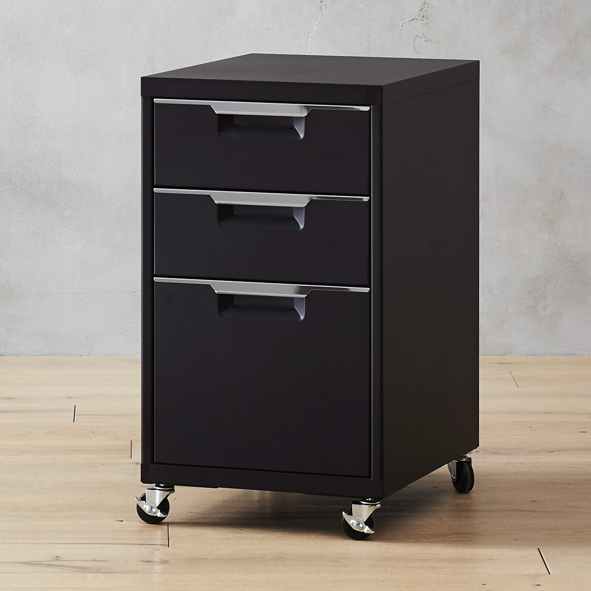 TPS Modern Black Metal 3Drawer File on Wheels + Reviews CB2 Canada